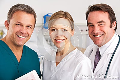 Portrait medical team on hospital ward Stock Photo