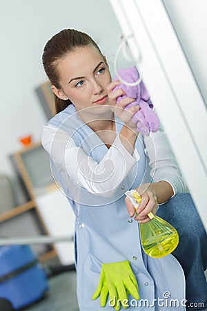 portrait meticulous janitor Stock Photo