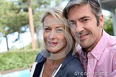 Portrait of middle-aged couple outdoors Stock Photo