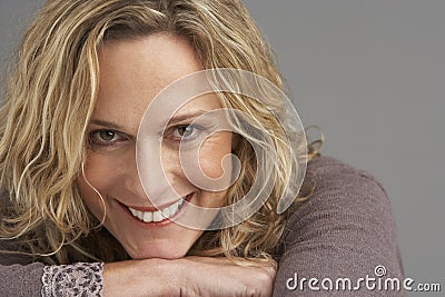 Portrait Of Middle Aged Woman Stock Photo