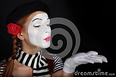 Portrait of a mime girl Stock Photo