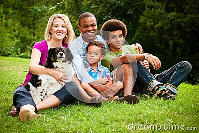 Portrait of mixed race family Stock Photo