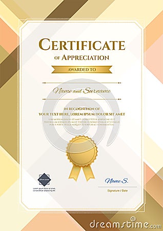 Portrait modern certificate of appreciation template with modern Vector Illustration