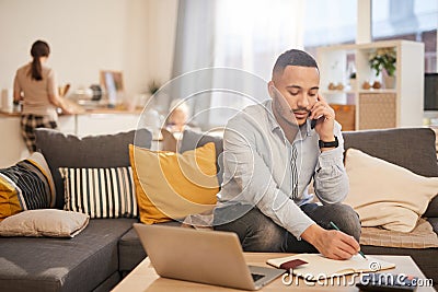 Modern Father Working from Home Stock Photo