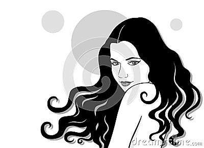 Portrait of the modest girl Vector Illustration