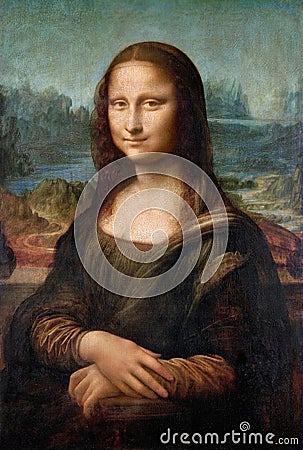 Portrait of the Mona Lisa (Lisa del Giocondo) - the famous classical oil painting by Leonardo da Vinci Editorial Stock Photo