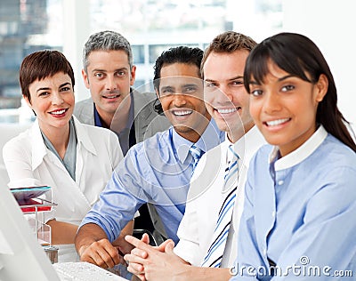 Portrait of multi-ethnic business team at work Stock Photo