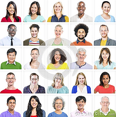 Portrait of Multiethnic Colorful Diverse People Stock Photo