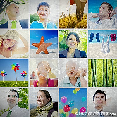 Portrait Multiethnic Diverse Cheerful People Lifestyle Concept Stock Photo