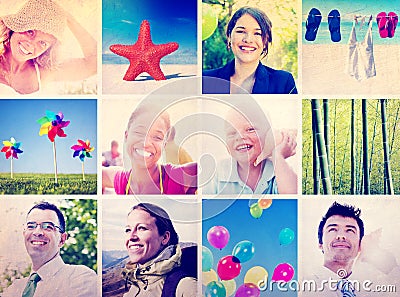 Portrait Multiethnic Diverse Cheerful People Lifestyle Concept Stock Photo