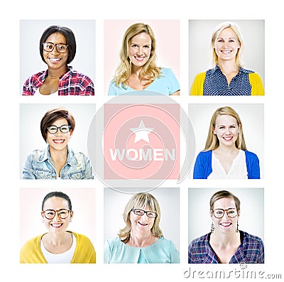 Portrait of Multiethnic Diverse Cheerful Women Stock Photo