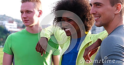 Portrait of multiethnic group of young people on the jogging Stock Photo