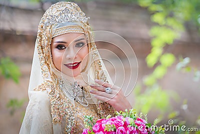 Portrait muslim bride posing Stock Photo