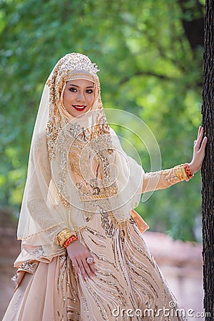 Portrait muslim bride posing Stock Photo