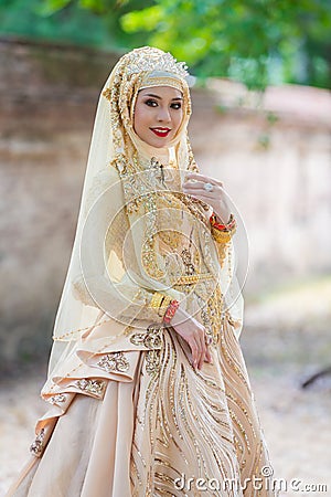 Portrait muslim bride posing Stock Photo