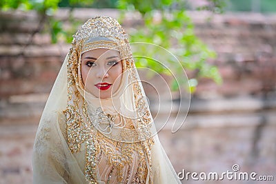 Portrait muslim bride posing Stock Photo