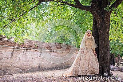 Portrait muslim bride posing Stock Photo