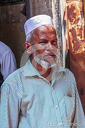 Portrait of a muslim man in the Pettah District Editorial Stock Photo