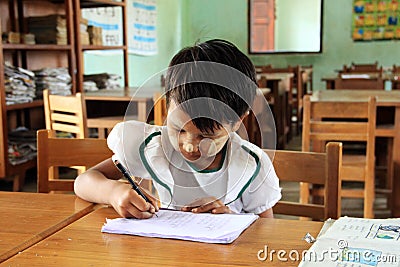 Portrait of a Myanmar young student Editorial Stock Photo