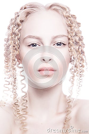 Portrait of mysterious albino woman Stock Photo