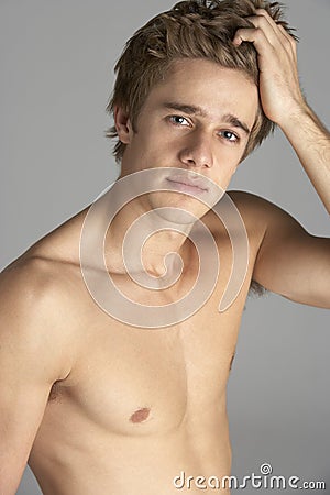 Portrait Of Naked Young Man Stock Photo