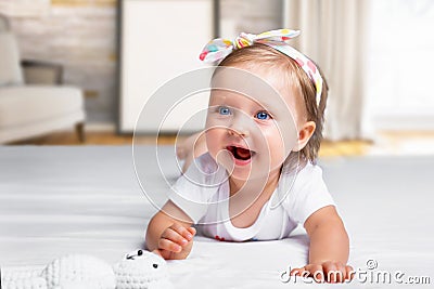 Portrait of a nine months old baby girl Stock Photo