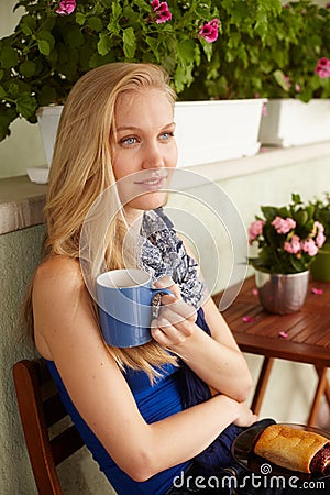 Portrait of nordic woman drinking tea Stock Photo