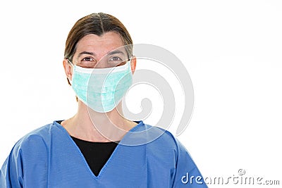 Portrait nurse woman in medical mask stop coronavirus covid-19 concept in Respiratory protection Stock Photo