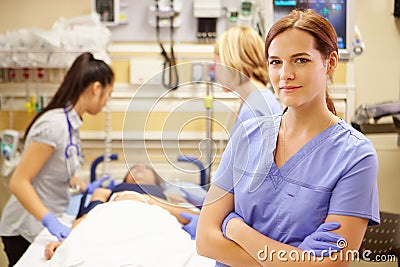 Portrait Of Nurse Working In Emergency Room Stock Photo