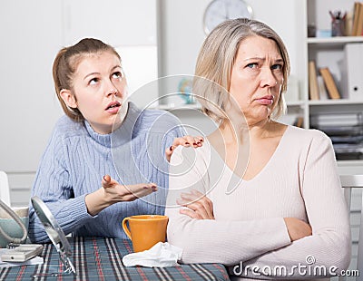 Portrait of offended senior woman Stock Photo