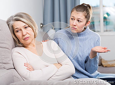 Portrait of offended senior woman Stock Photo