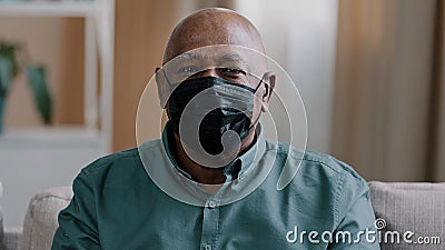 Portrait old lonely african dominican mature man 60s grandfather mature senior male sad pensive patient in black medical Stock Photo