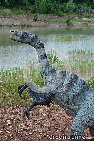 The portrait of one of reconstructions of Mesozoic reptiles Editorial Stock Photo