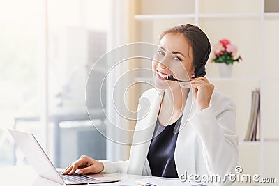 Portrait operator businesswomen Stock Photo