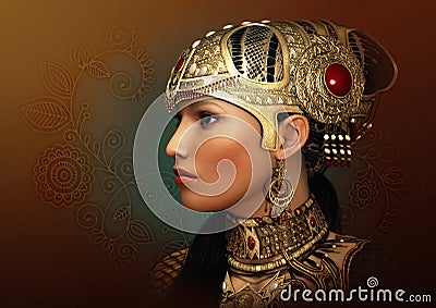 Portrait of an Oriental Princess, 3d CG Stock Photo