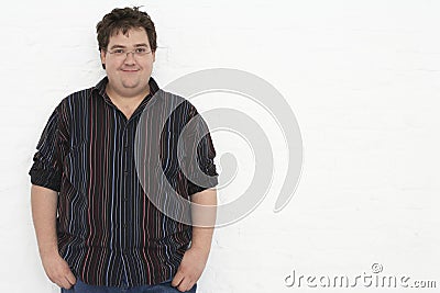 Portrait Of Overweight Young Man Stock Photo