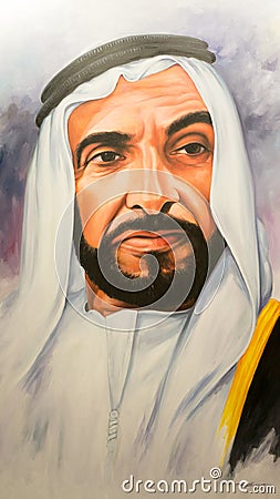 Portrait painting of Sheikh Mohammed bin Zayed bin Sultan Al Nahyan Editorial Stock Photo