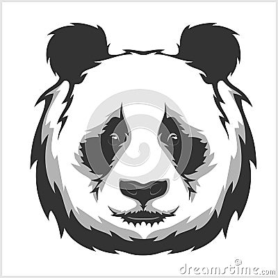 Portrait of Panda. Cute attractive face bears. Vector Illustration