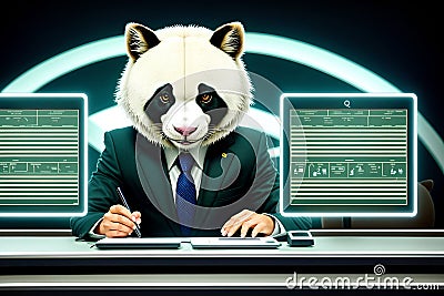 Portrait of panda like business worker Stock Photo