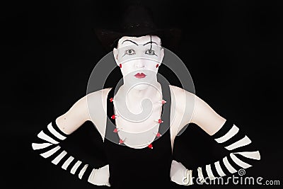 Portrait of pantomime actor with makeup Stock Photo