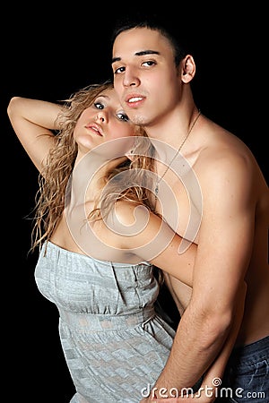 Portrait of passionate young couple. Isolated Stock Photo