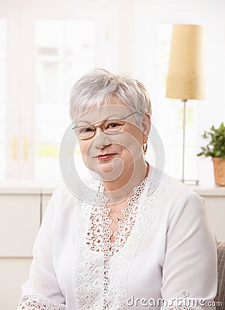 Portrait of pensioner woman Stock Photo