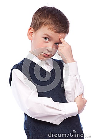 Portrait of a pensive pupil Stock Photo