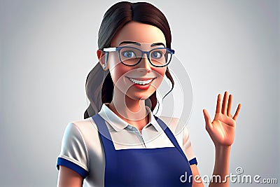 Portrait of a pharmacist smiling on white background Cartoon Illustration
