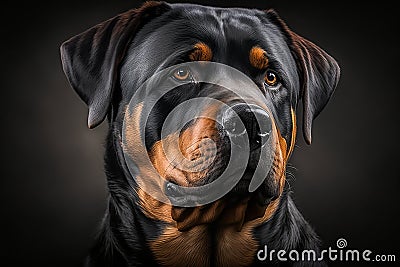 Portrait photo of an adorable Rottweiler dog. A beautiful dog photo for advertises, Generative AI Stock Photo