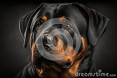 Portrait photo of an adorable Rottweiler dog. A beautiful dog photo for advertises, Generative AI Stock Photo