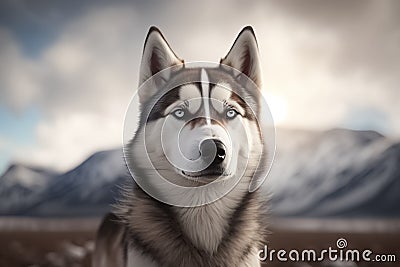Siberian Husky closeup view. A beautiful Siberian Husky photo for advertises. generative AI Stock Photo