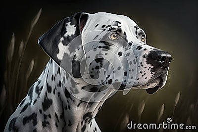 Portrait photo of an Dalmatian dog.Field around. A beautiful dog photo for advertises, Generative AI Stock Photo