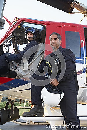Portrait of pilot and paramedic by Medevac Stock Photo