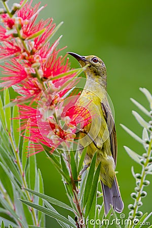 Portrait of Plain Sunbird Stock Photo